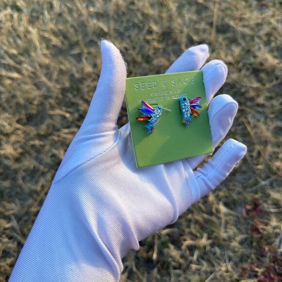Multicolor Hummingbird Earrings - Picture 6 of 7
